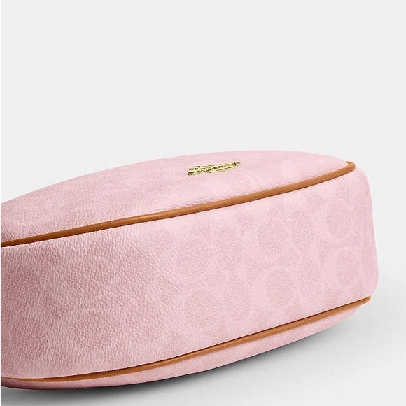 NWT Coach Pink Signature Canvas Hobo Shoulder Bag CDW86 with Flower Charm - Picture 8 of 11